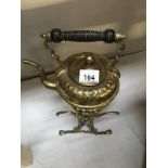 A Victorian brass spirit kettle on stand
