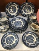 24 pieces of Royal Worcester 1790 Avon scenes Palissy tea ware