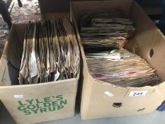 2 boxes of 78's and 45's records