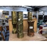 4 items of brass shell trench art