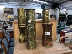 4 items of brass shell trench art