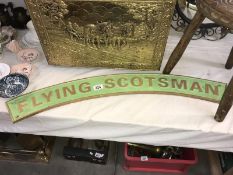 A cast iron Flying Scotsman sign