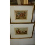 A pair of framed and glazed Henry Alken (1785-1851) early 19th century hand coloured engravings