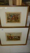 A pair of framed and glazed Henry Alken (1785-1851) early 19th century hand coloured engravings