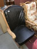 An American style rocking chair with faux leather seating pads
