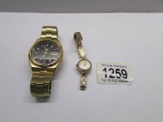 A Gent's Seiko 5 automatic wristwatch and a ladies Bentima 9ct gold case and strap wrist watch.