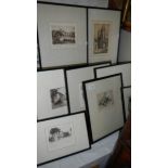 7 framed and glazed etchings of the St.