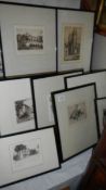 7 framed and glazed etchings of the St.