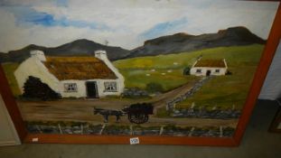 An R McCarroll (Irish 20th century) oil on board painting 'Bringing Home the Turf',