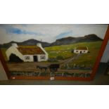 An R McCarroll (Irish 20th century) oil on board painting 'Bringing Home the Turf',