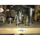 An assortment of silverplate ware including Christian Dior trinket pot, salt cellars, cutlery etc.