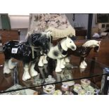 3 pottery horses