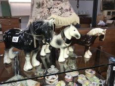 3 pottery horses