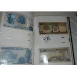 A folder of 107 international bank notes including England, Scotland, Falk Islands (15 June 1982),