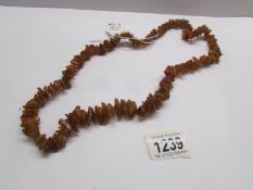 A rough amber necklace.