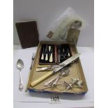 A mixed lot including manicure set, flatware etc.