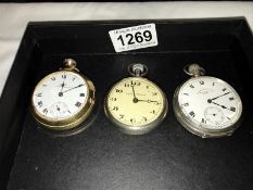 3 pocket watches including Smiths and silver case, W.E.Watts Ltd., Derby. (all in working order).