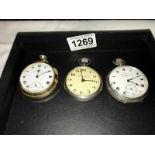 3 pocket watches including Smiths and silver case, W.E.Watts Ltd., Derby. (all in working order).