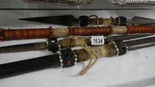 A collection of early Amazonian tribal weapons.