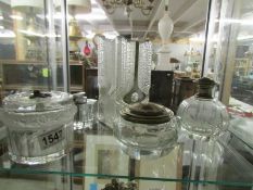 5 items of glass ware including vase, powder bowl etc.