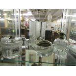 5 items of glass ware including vase, powder bowl etc.