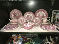 2 Masons plates, Masons jug,