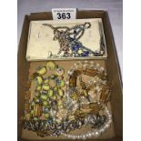 A tray of vintage necklaces etc