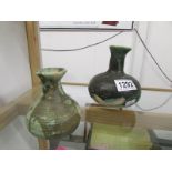 2 studio pottery vases marked possibly I M and M I.