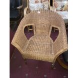 A wicker armchair