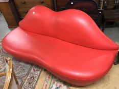 A retro red lips leather sofa.