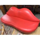 A retro red lips leather sofa.