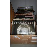 A box of LP records.