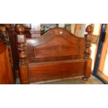 A Victorian mahogany half tester bed foot board.