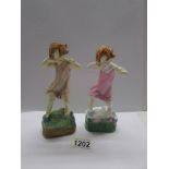 A Royal Worcester figurine 'Wednesday's Child Knows Little Woe' and another similar figure