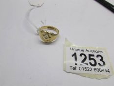 An 18ct gold Masonic ring set with pava diamond, HM J H W, Birmingham 1920 or 1945,