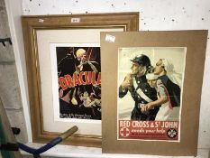 A Red Cross poster and Dracula poster