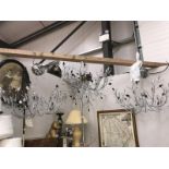 3 chromed branch and leaf effect ceiling lights and a similar lamp stand A/F