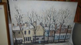 An oil on canvas entitled 'A Blustery Cold Day' by Ray Lowry (of the Clash London Calling Cover
