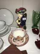 A Royal Staffordshire large cup & saucer 'Take ye a cuppe o'kindnesse for auld lang syne' & shorter
