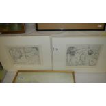 6 Pablo Picasso prints, mainly nudes, from the Vollard Suite, publishe 1956.