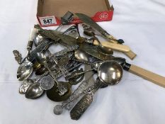 A quantity of silverplate spoons and knives etc