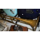 An old brass trombone by Hawker & Son, a/f.