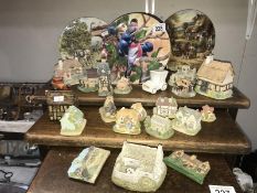 A quantity of cottage ornaments & Wedgwood collectors plates A/F