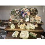 A quantity of cottage ornaments & Wedgwood collectors plates A/F