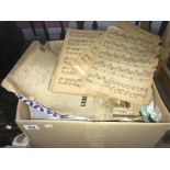 A large box of sheet music