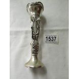An art nouveau style silver posy vase, a/f ( maker mark worn, Birmingham 1906).