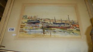 A framed and glazed Montague Leder (1897-1976) watercolour, signed, entitled 'High and Dry, St.