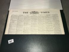 A folder with Royal edition newspaper 'The Times' October 27th 1938