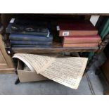 A small collection of old books (children's dictionary, musical educator etc) plus music sheets,