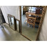 3 gilt framed bevel edged mirrors